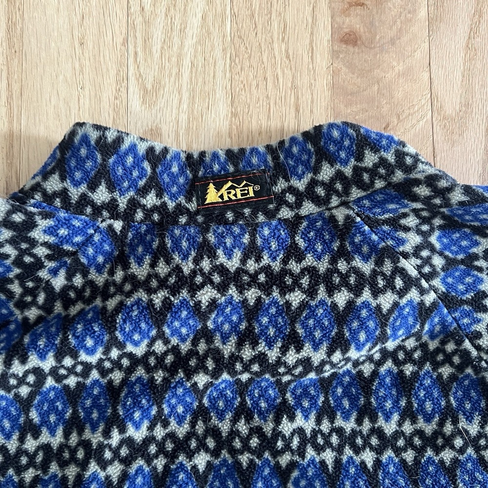 Vintage REI Fleece Jacket Mens‎ XL Blue White Geometric Half Zip Pullover 90s - Picture 5 of 7